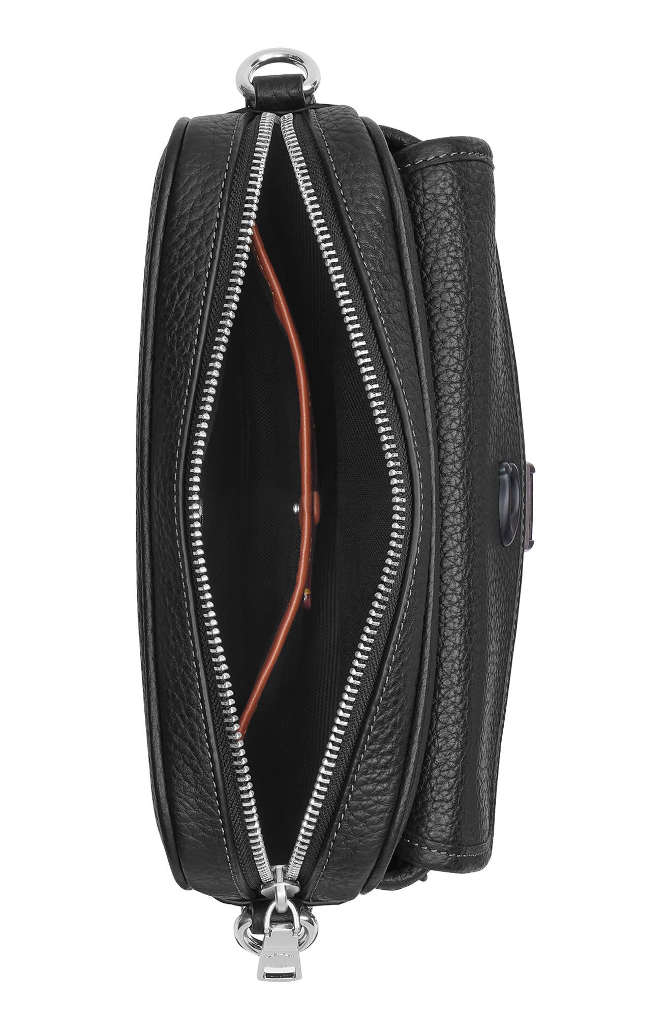 COACH Knox Pebbled Leather Camera Bag, Alternate, color, Black