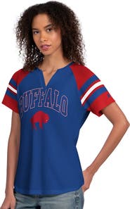 STARTER Women's Starter Royal Buffalo Bills Game On Notch Neck Raglan T-Shirt