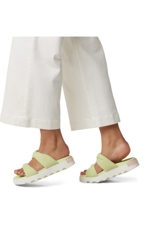 Sorel Viibe Twist Slide Sandal In Luminous Lime/whitened Pink