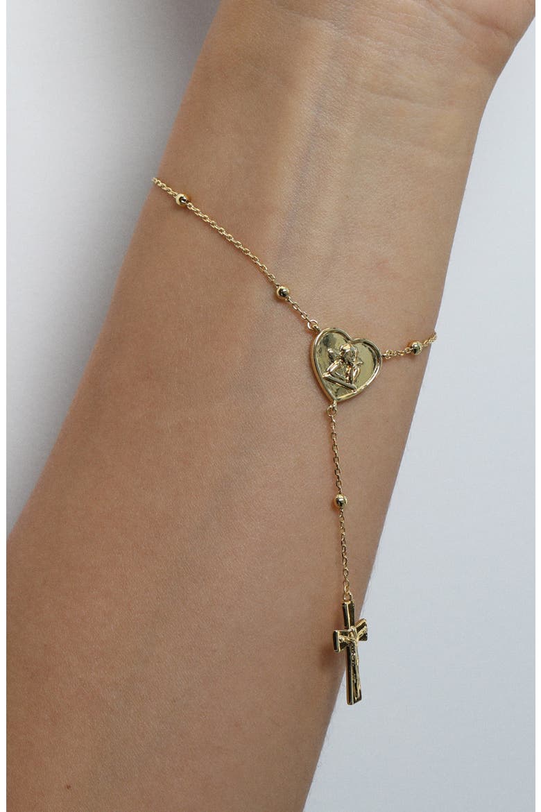 The Angel Cross Rosary Hand Chain, Alternate, color, GOLD