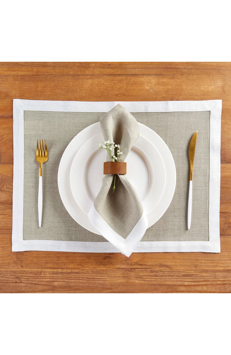Solino Home Linen Placemats - Classic, 14" x 19", Alternate, color, White And Natural