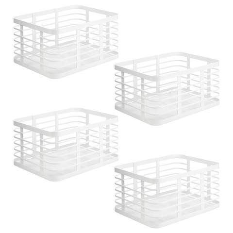 Metal Pantry Basket with Handles - Set of 4 - Matte White