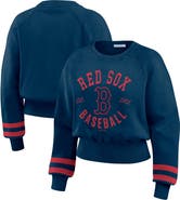 WEAR by Erin Andrews Women's WEAR by Erin Andrews  Navy Boston Red Sox Vintage Washed Cropped Pullover Sweatshirt