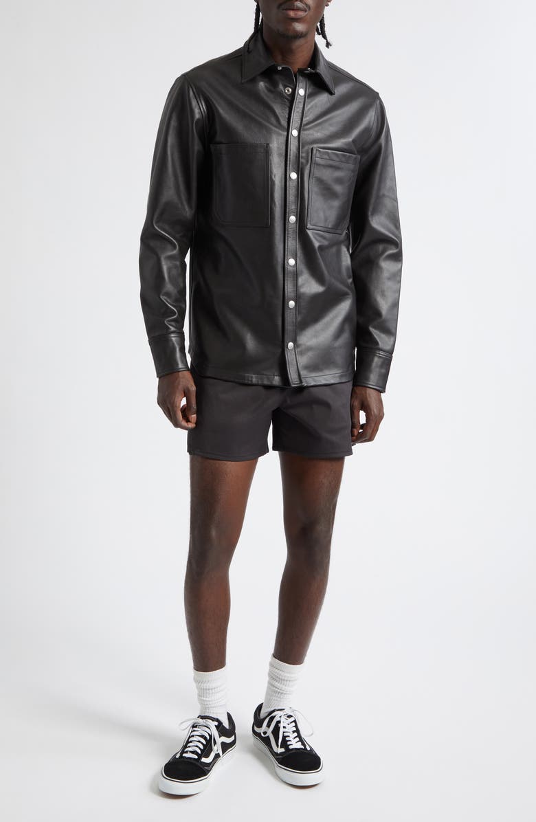 JKEEFER Stabb Leather Shirt Jacket, Alternate, color, Black