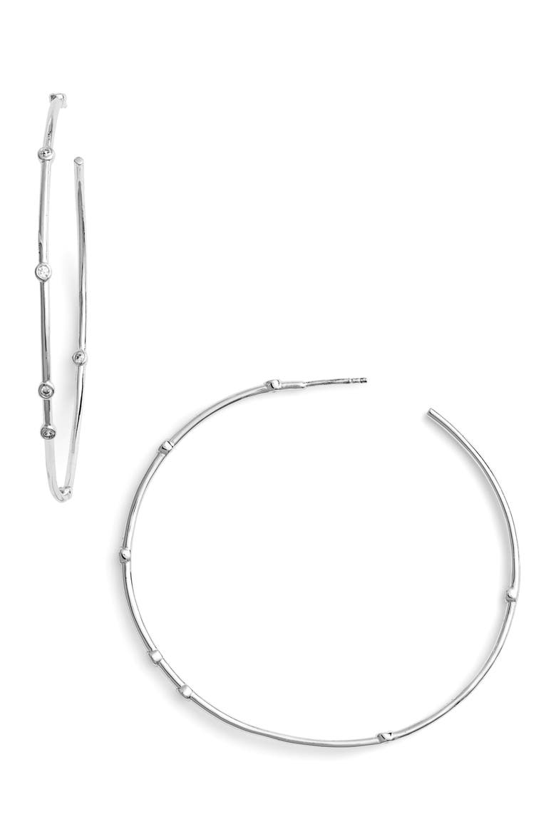 Inside Out Station Hoop Earrings, Main, color, SILVER