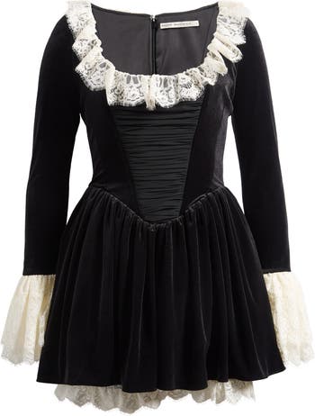 Czarina Lace Trim Ruffle Minidress