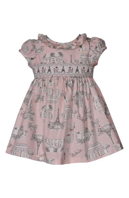 Iris & Ivy Paris Smocked Cotton Poplin Party Dress in Pink 