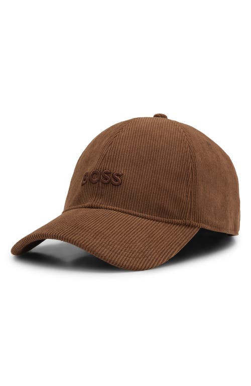 Hugo Boss Boss Zed Corduroy Baseball Cap In Brown