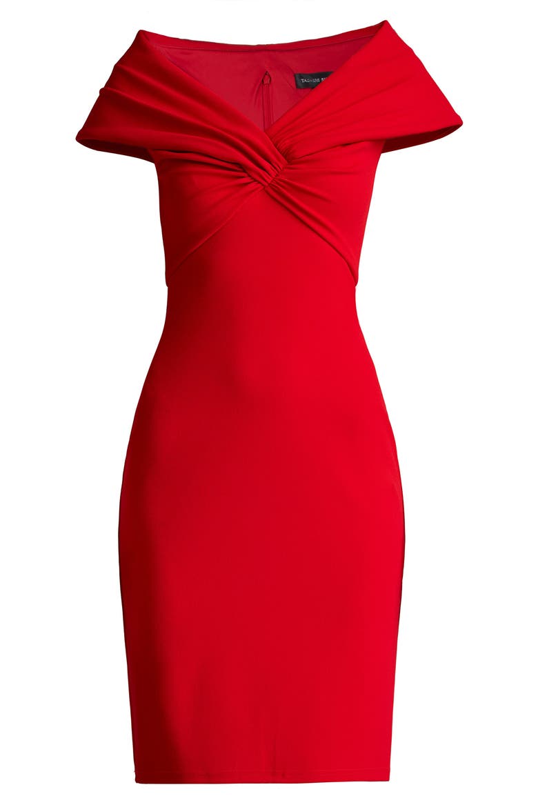 Portrait Collar Cocktail Sheath Dress, Alternate, color, RED ROCK