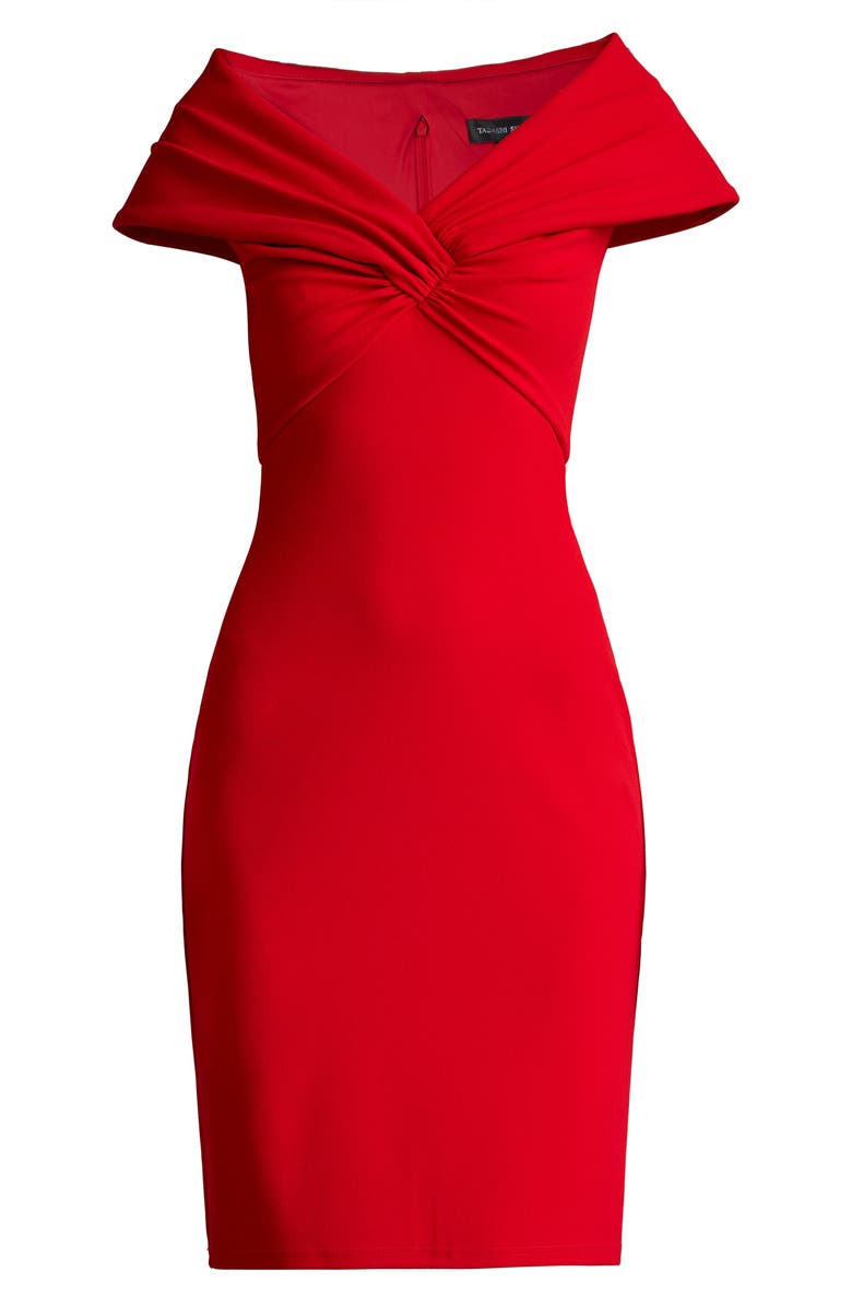 Tadashi Shoji Portrait Collar Cocktail Sheath Dress, Alternate, color, Red Rock