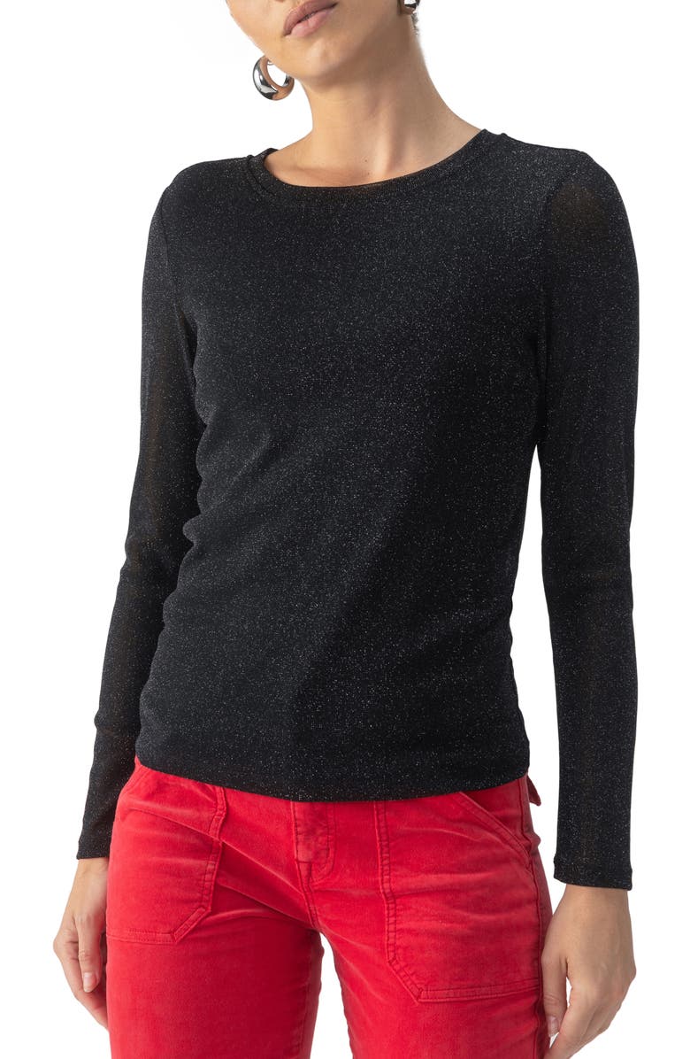 Sanctuary Sparkle Mesh Perfect T-Shirt, Main, color, 