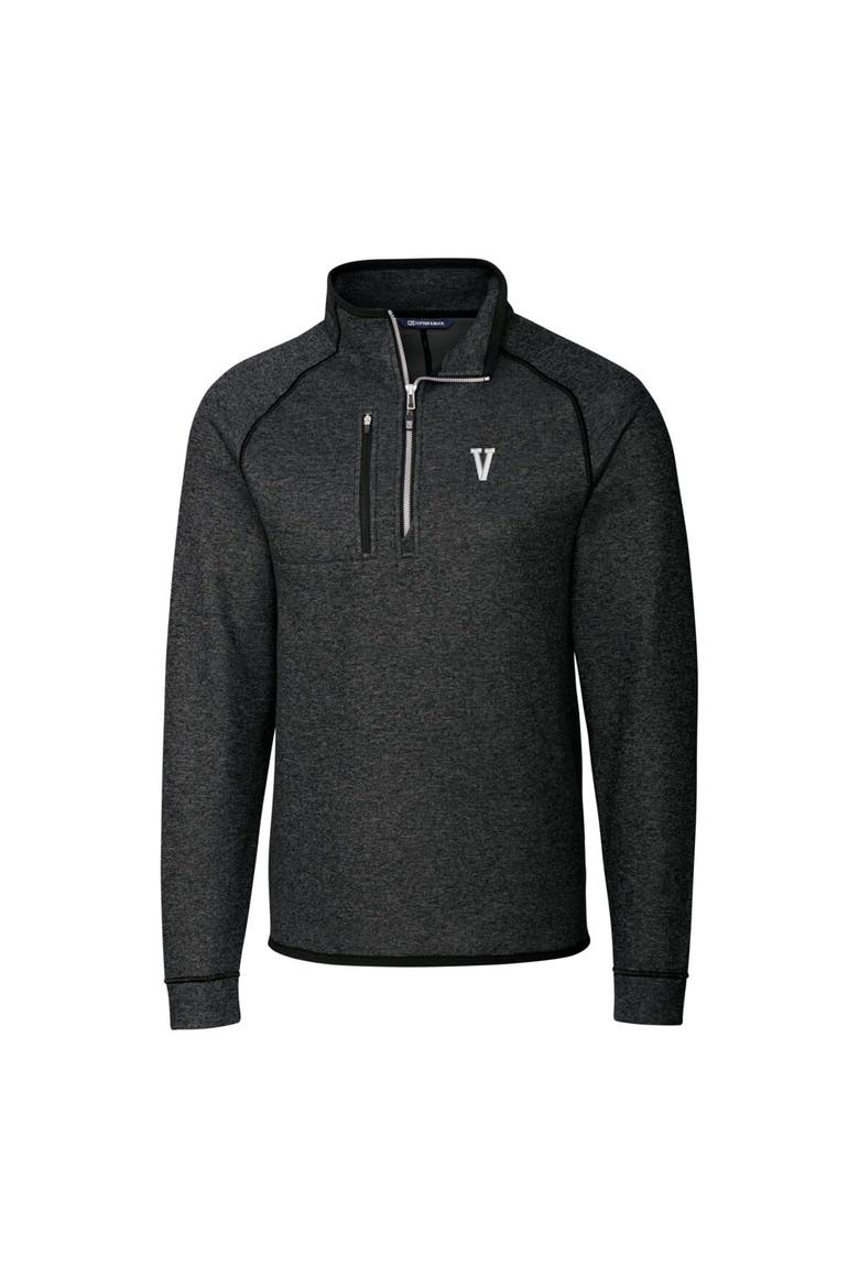 Men's Cutter & Buck Heather Charcoal Villanova Wildcats Mainsail Sweater-Knit Half-Zip Pullover Jacket, Alternate, color, Heather Charcoal