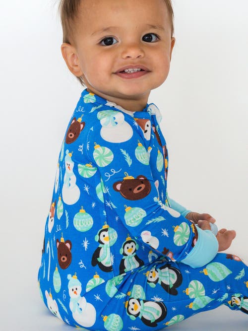 Rufflebutts Softsnooze Gender Incusive Holiday Convertible One Piece Pajamas In Blue