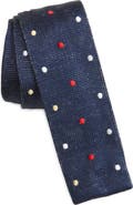 CLIFTON WILSON Multicolor Polka Dot Knit Silk Tie