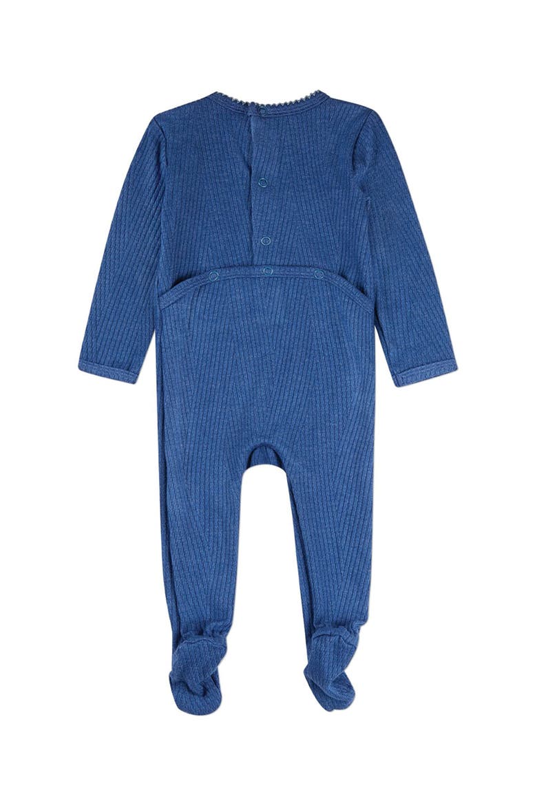 Baby Picot-Trim Textured Footie, Alternate, color, Navy