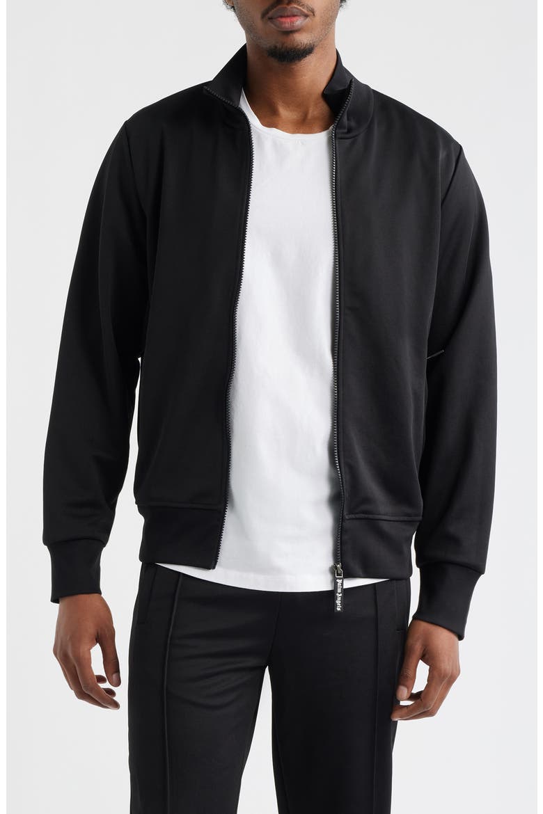 Back Curved Logo Track Jacket, Main, color, BLACK OFF WHITE