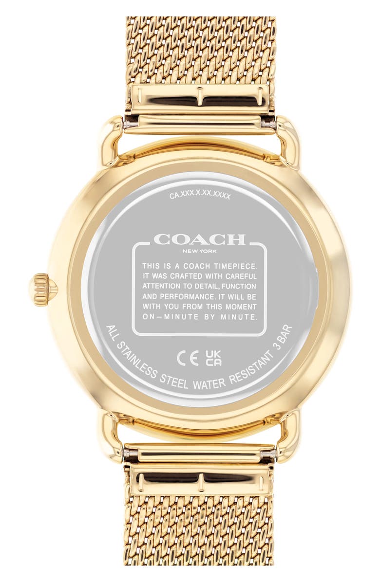 COACH Elliot Mesh Strap Watch, 41mm, Alternate, color, Gold