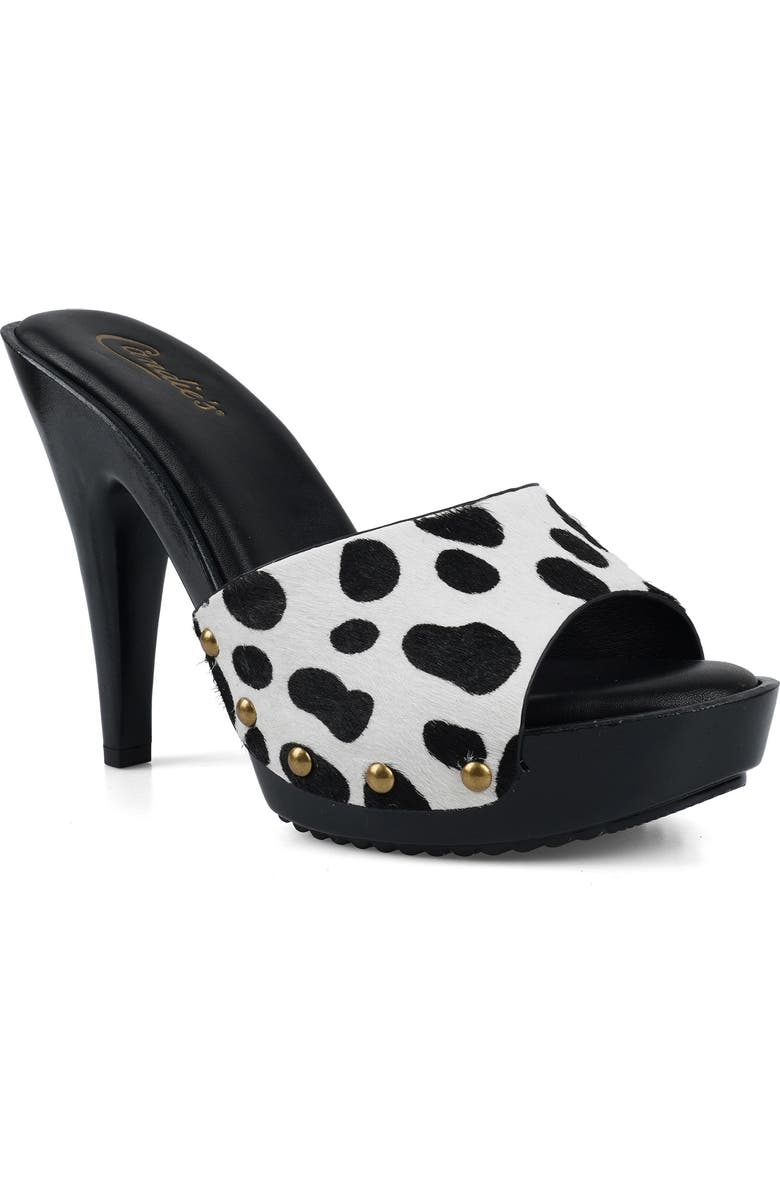Candie's Love Genuine Calf Hair Platform Sandal, Main, color, Dalmation