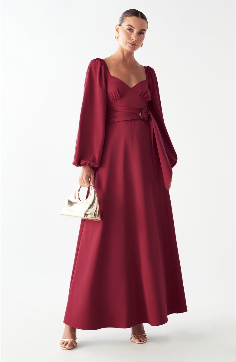 WILLA Knoll Midi Dress, Alternate, color, Sangria