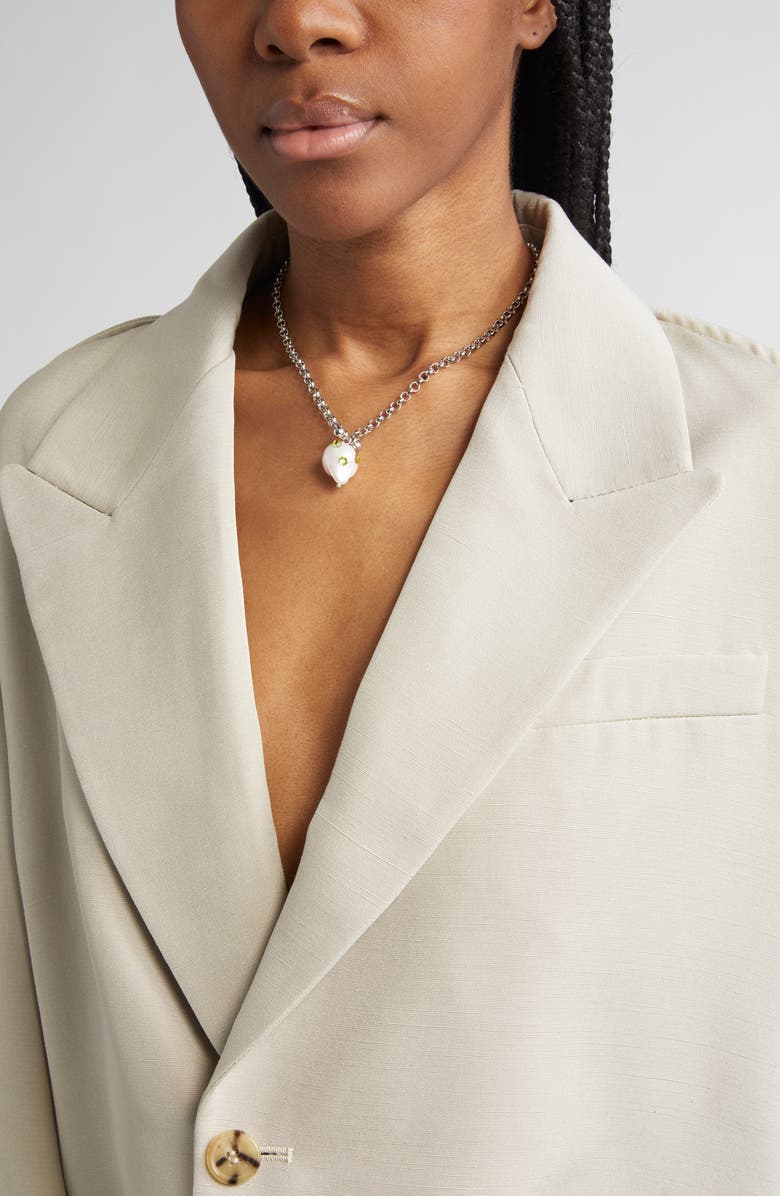 Justine Clenquet Joan Freshwater Pearl & Crystal Pendant Necklace, Alternate, color, Acid Green