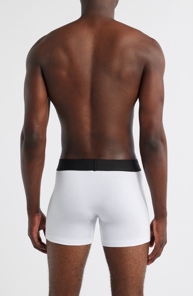 Versace Essential Logo Stretch Cotton Boxer Briefs, Alternate, color, Optical White