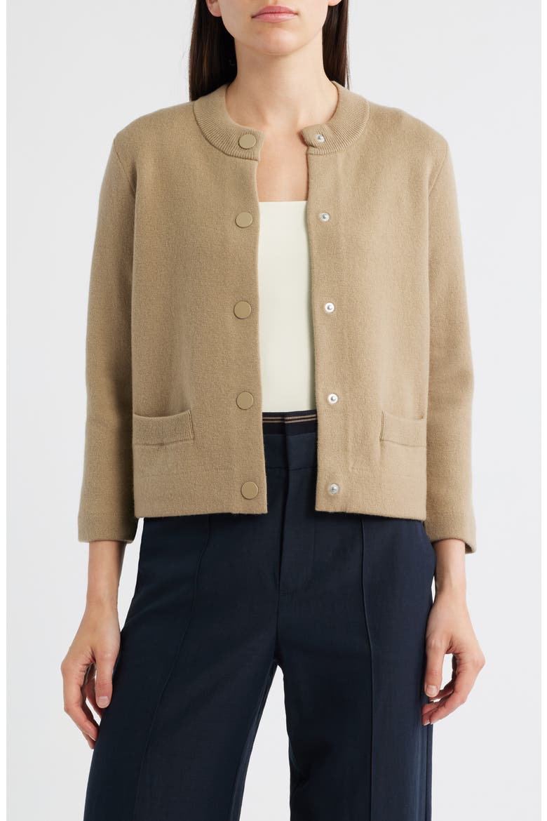 Shrunken Wool & Cashmere Snap Cardigan (Women) | Nordstrom