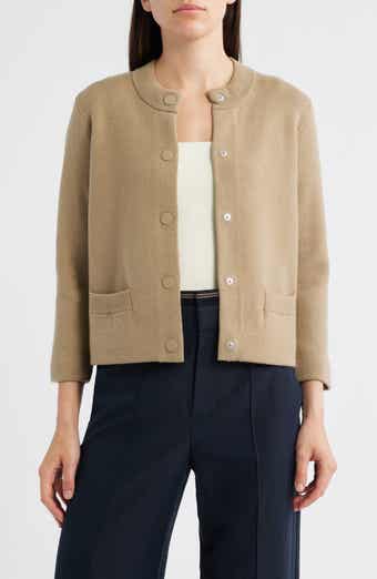 Shrunken Wool & Cashmere Snap Cardigan