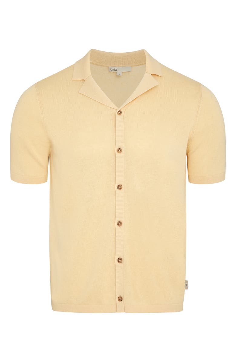 Onia Cotton Linen Blend Camp Sweater, Main, color, Wheat