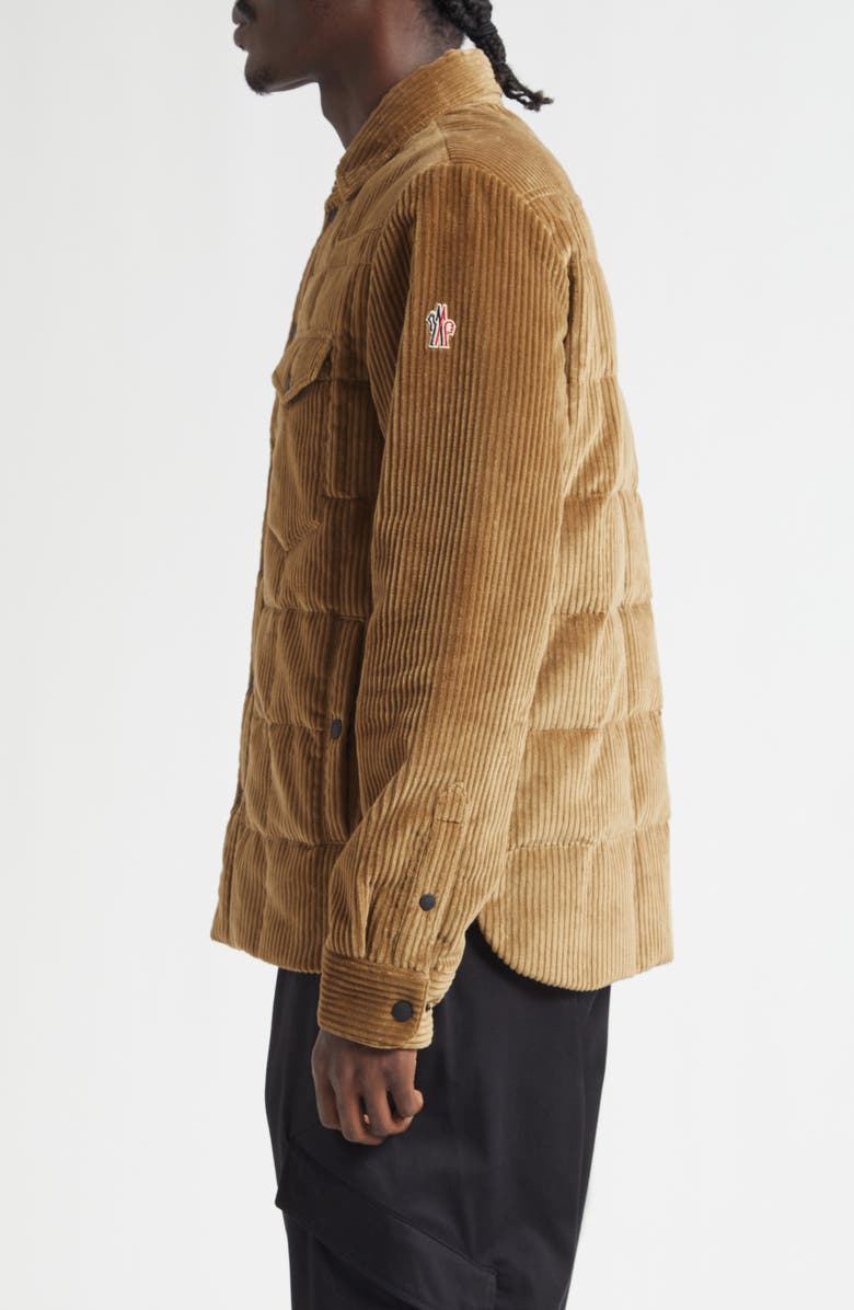 Moncler Gelt Corduroy Puffer Down Shirt Jacket, Alternate, color, Sponge