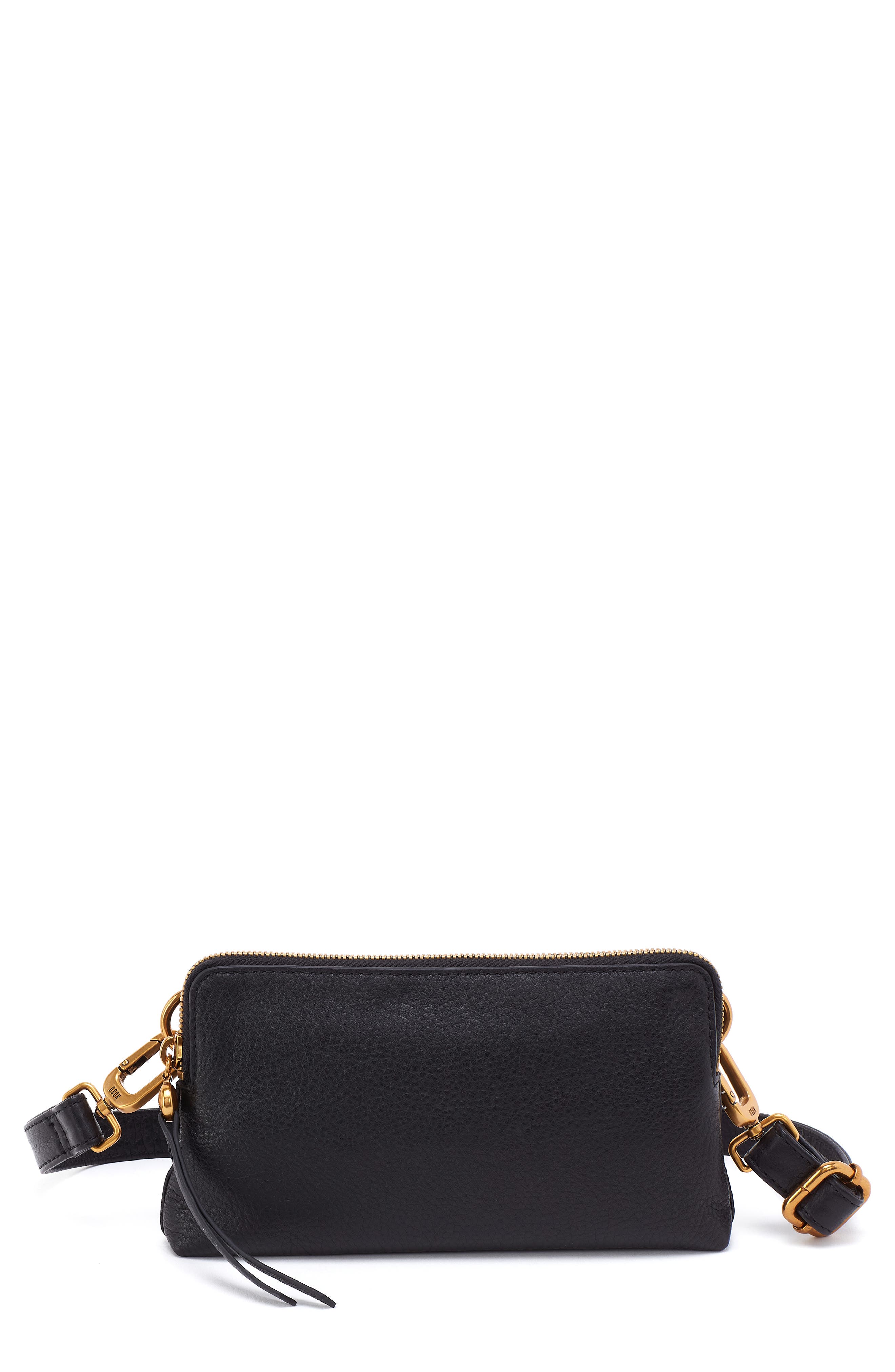 HOBO Slim Fern Leather Belt Bag, Main, color, Black