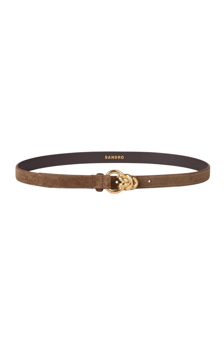 SANDRO Suede leather belt, Alternate, color, Brown