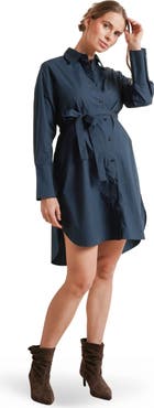 Nom Maternity Weekday Maternity & Nursing Button-Down Shirtdress