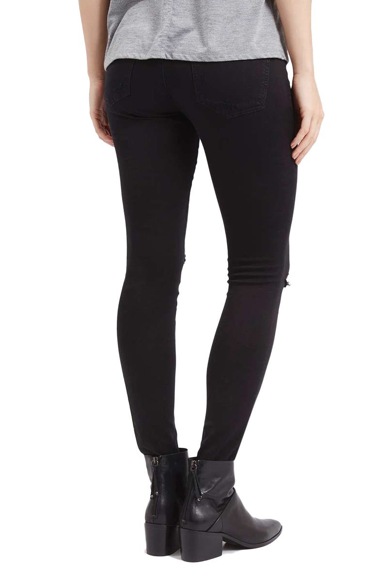 Moto Leigh Ripped Skinny Jeans, Alternate, color, BLACK
