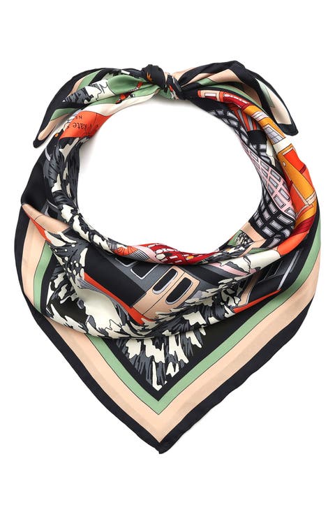 snow globe square silk scarf