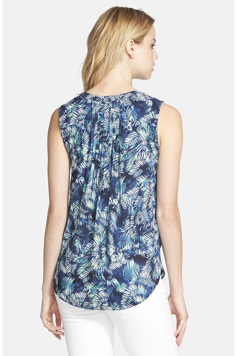 Sleeveless Henley Blouse, Alternate, color, PALM PRINT