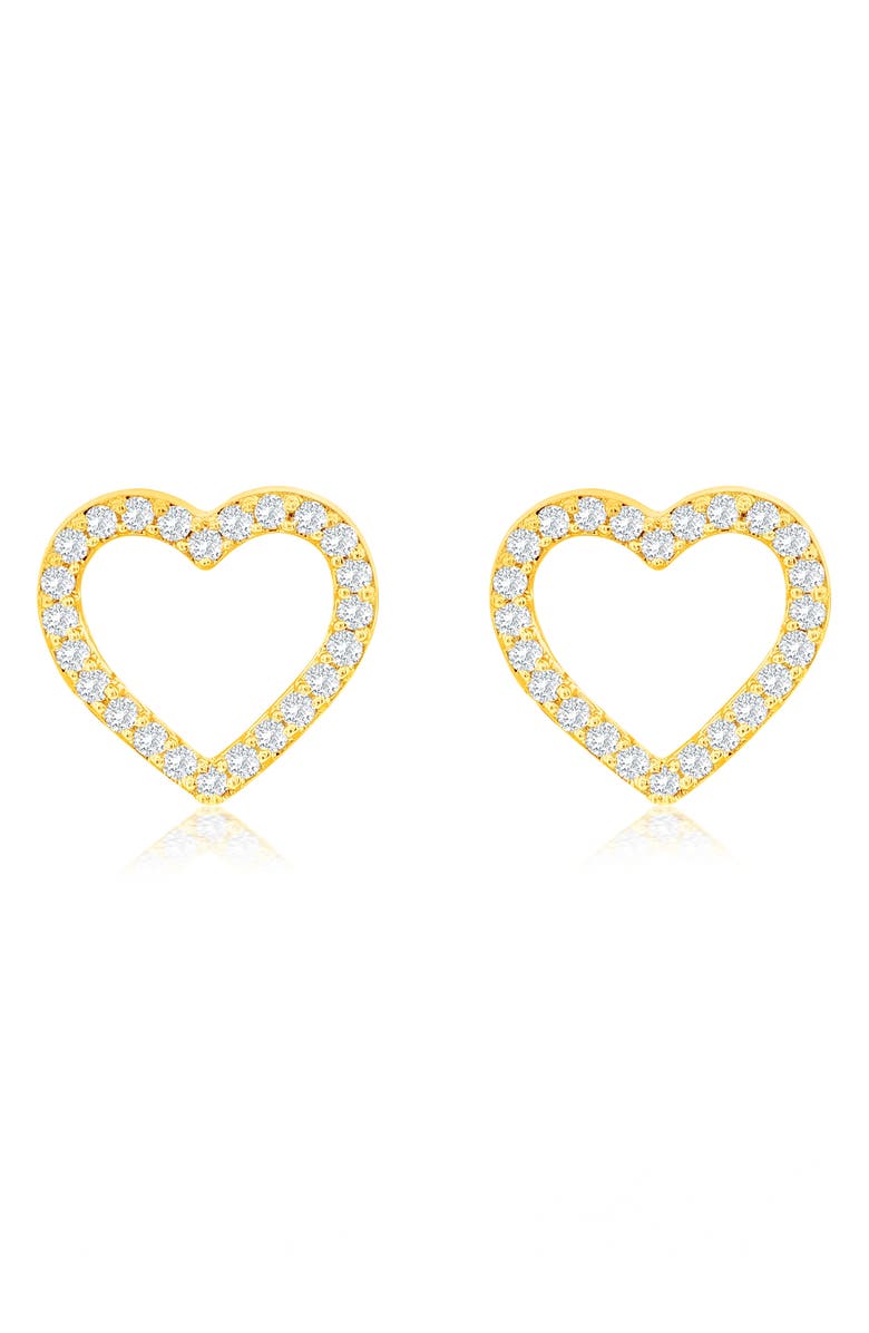 SUZY LEVIAN DIAMONDS 14K Gold Diamond Open Heart Stud Earrings, Main, color, Yellow