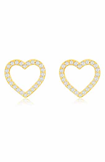 SUZY LEVIAN DIAMONDS 14K Gold Diamond Open Heart Stud Earrings