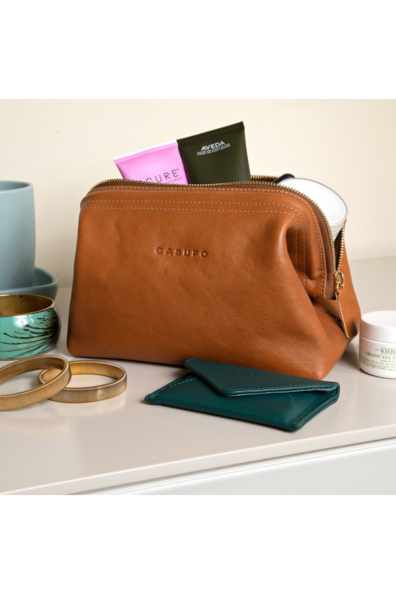 Leather Toiletry Bag, Alternate, color, Natural