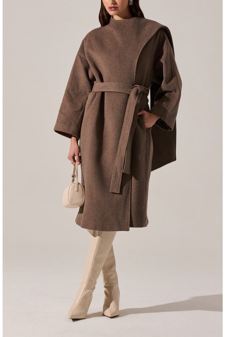 Elaxi Belted Coat, Alternate, color, TAUPE BROWN