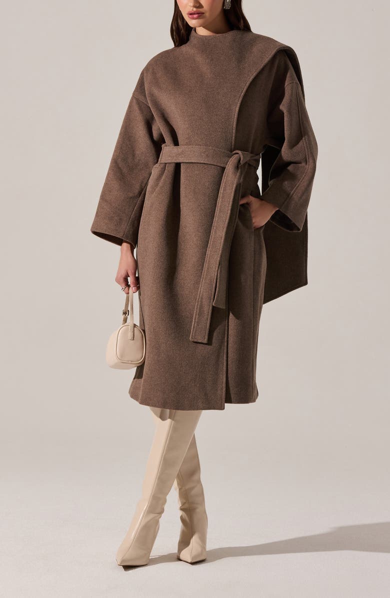 ASTR the Label Elaxi Belted Coat, Alternate, color, Taupe Brown