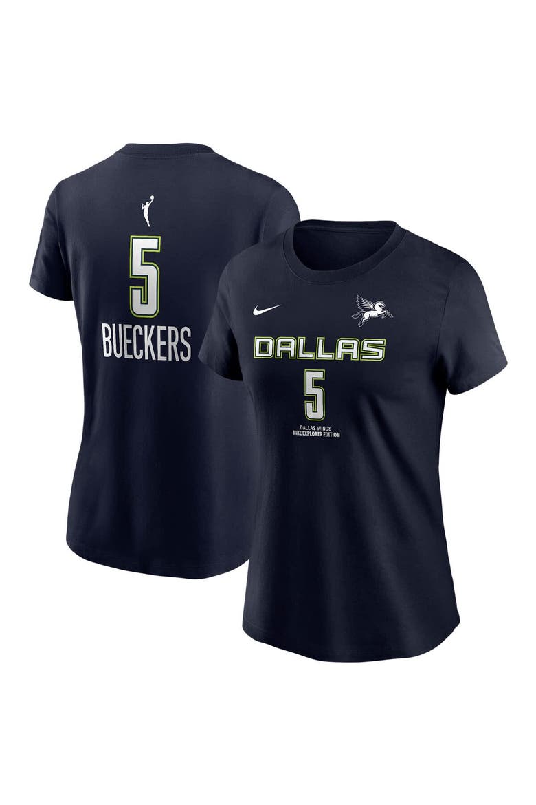 Women's Nike Paige Bueckers Navy Dallas Wings 2025 WNBA Draft Explorer Edition Name & Number T-Shirt, Alternate, color, Navy
