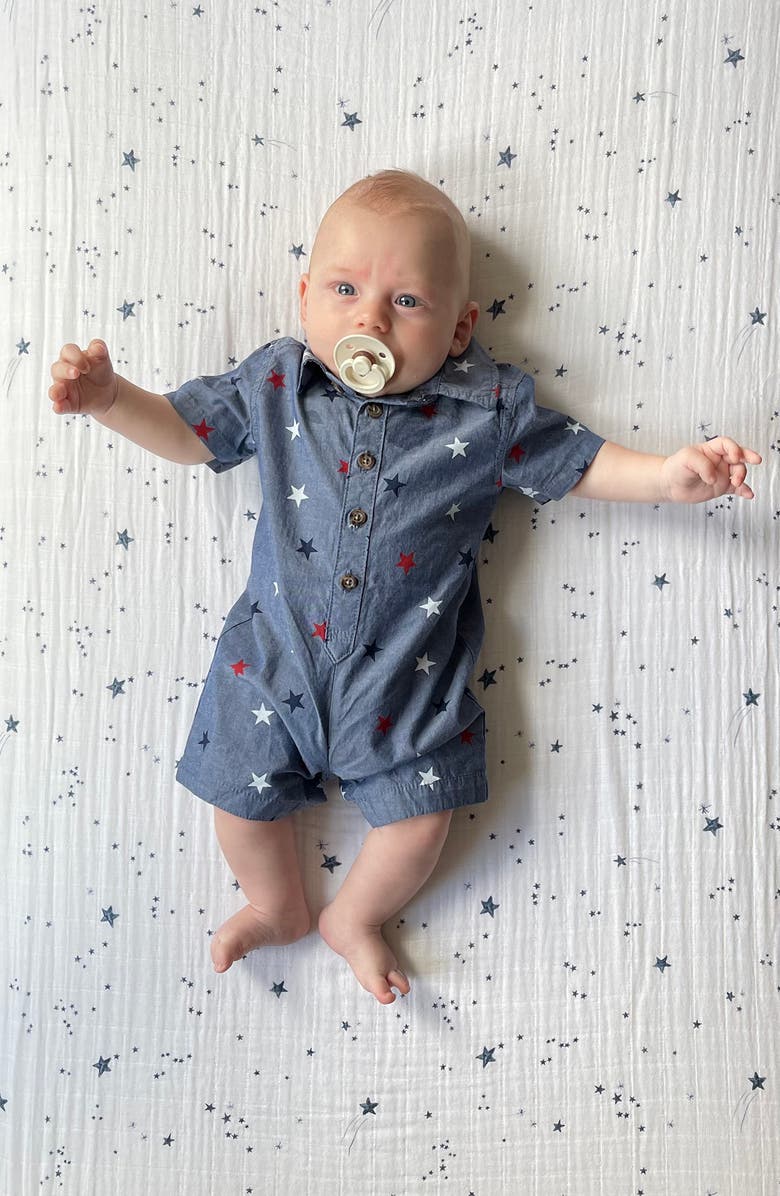 little unicorn Cotton Muslin Crib Sheet, Alternate, color, Shooting Stars