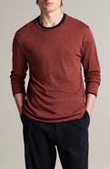 Vince Fine Slub Layered Look Long Sleeve Pima Cotton T-Shirt