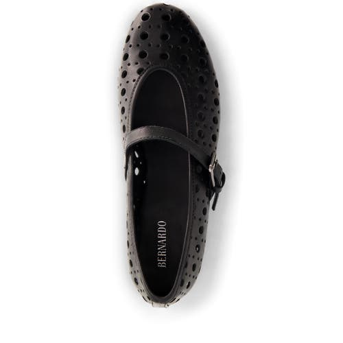 Bernardo Perforated Leather Mary Jane Ballerina Flats