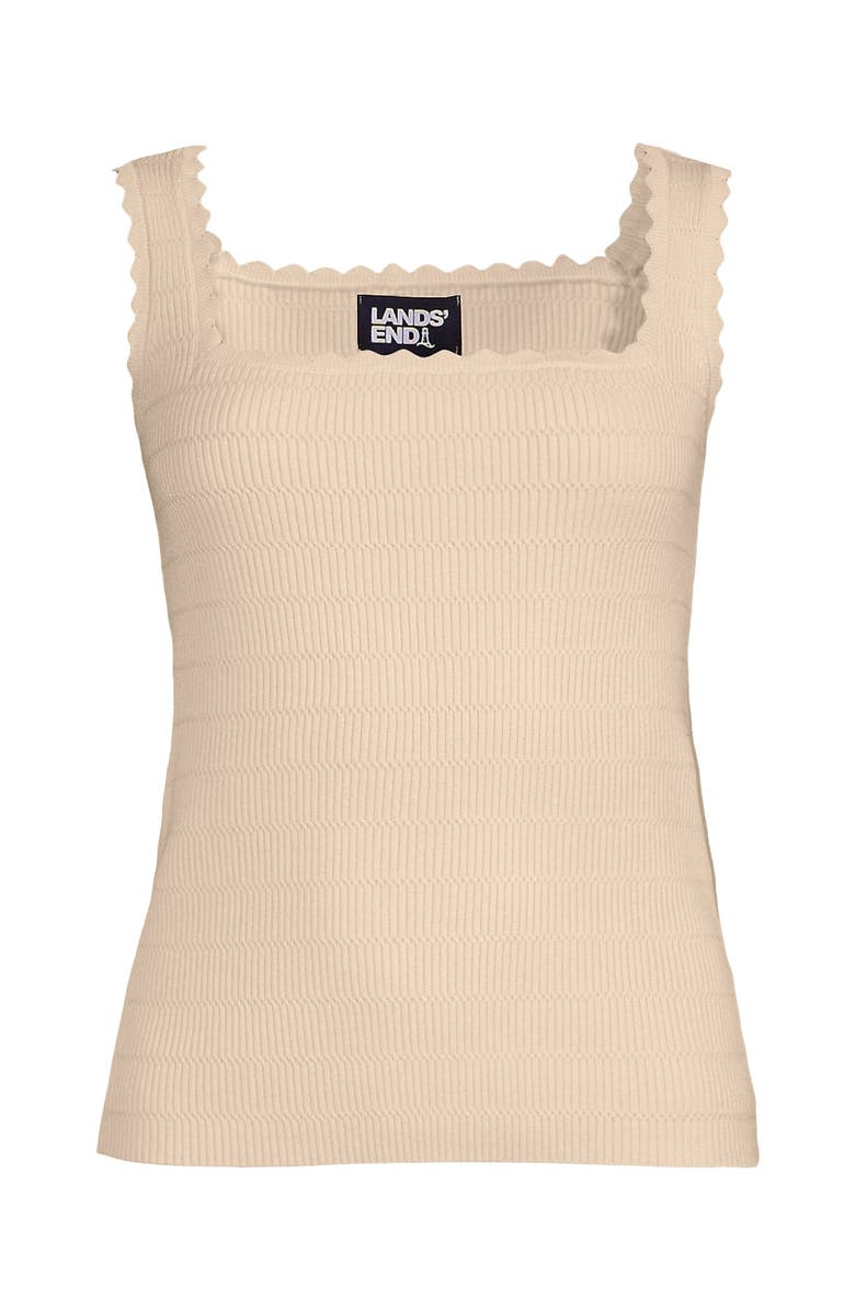 Lands' End High Retention Square Neck Tank Sweater, Alternate, color, Oatmeal