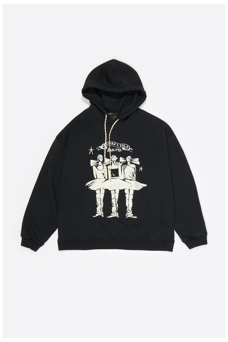 Washed Dancers Logo Hooded Sweatshirt, Alternate, color, WASHED BLACK