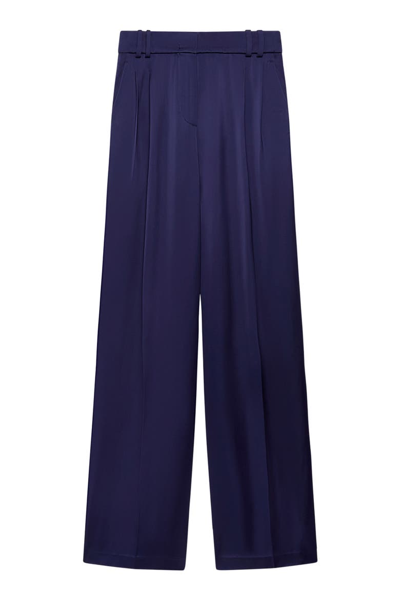 Satin Pleated Trouser, Alternate, color, INDIGO