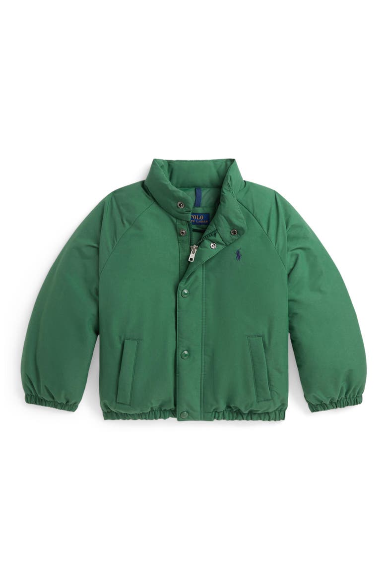 Kids' Recycled Polyester Taffeta Water Repellent Down Bomber Jacket, Main, color, VERANO GREEN