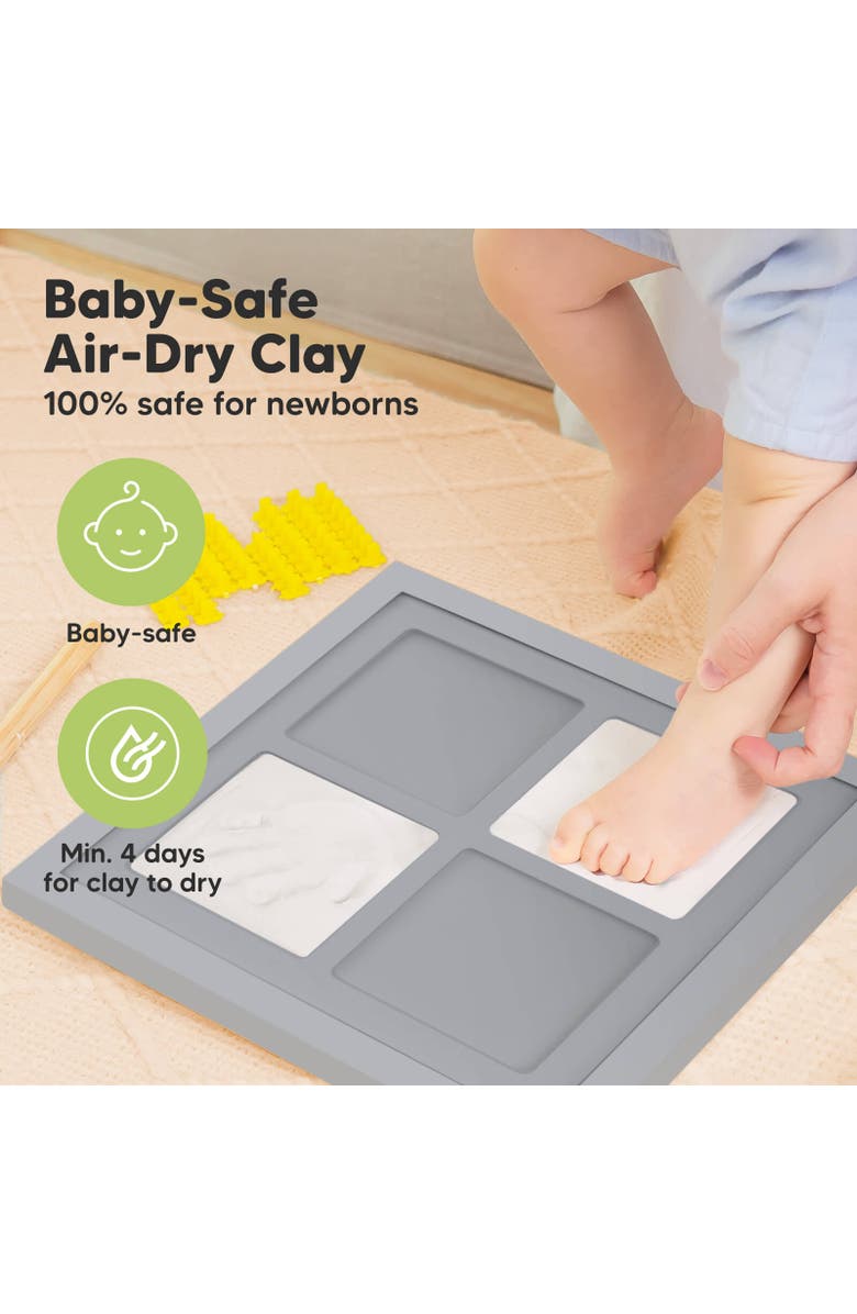 KeaBabies Ever Baby Hand & Footprint Keepsake Frame, Alternate, color, Cloud Gray