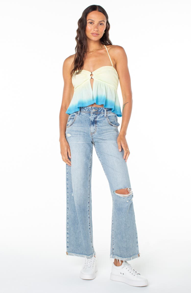 Roxy Magic Hour Ombré Halter Top, Alternate, color, Azure Blue Solid